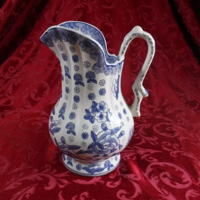Andrea by Sadek Blue and White Floral Ceramic Pitcher