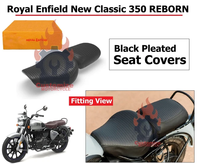 ROYAL ENFIELD &ALL New Classic 350 REBORN" Black Pleated "Seat Covers