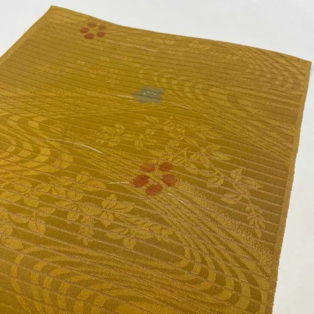 Brand New Magnificent Yellow Silk Summer Obiage Scarf japanese kimono 1238
