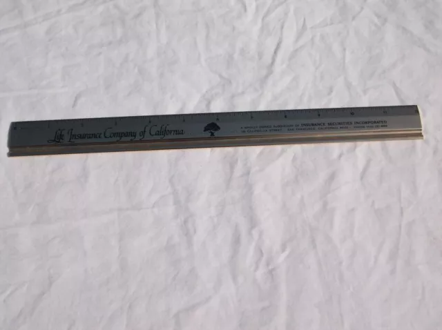 Vtg Life Insurance Company Of California Souvenir Metal Ruler Standard 12 Inches