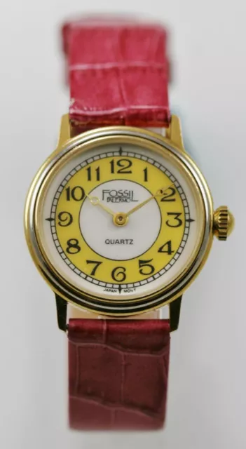 Fossil Watch Womens Stainless Steel Silver Gold Pink Leather White Yellow Quartz