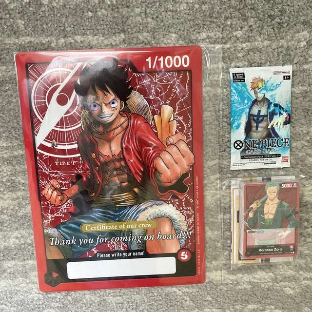 ONE PIECE CARD Game Grand Prize Certificate 1/1000 Crew Oversized Luffy