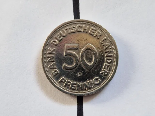 Stempelfehler / FEHLPRÄGUNG 50 Pf.  Bank deutscher Länder 1949 Schräge Rückseite