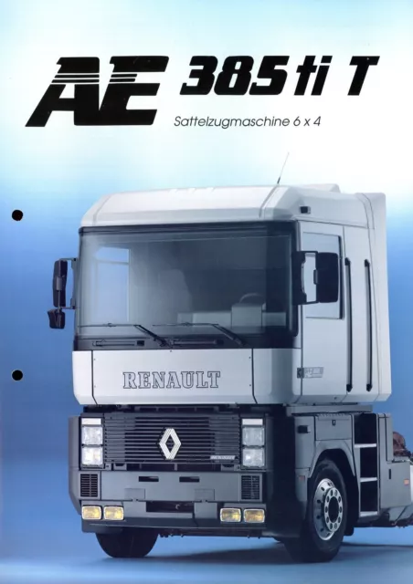 Renault AE 385 ti T Sattelzugmaschine 6x4 Prospekt 1992 3/92 brochure tractor