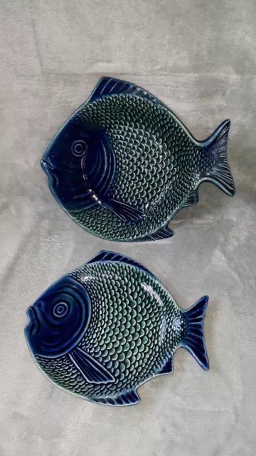 Vintage Olfaire Majolica Fish Plate lot made in Portugal EUC unique