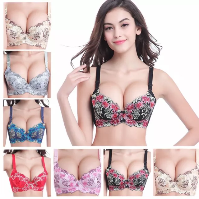 WOMEN PUSH UP Deep V Underwire Padded Lace Bra Brassiere 34 36 38 Cup Size  B C D $9.49 - PicClick