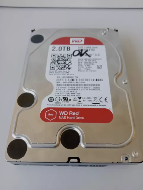 Hard Disk WD WD20EFRX 2000Gb WD RED 3.5" NASware 3.0 SATA3 64Mb cache 5400rpm