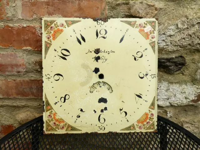 19thC HUTCHINSON APPLEBY Hand Painted Floral Enamel Long Case Clock Dial a/f