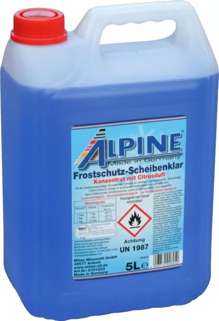 Alpine Frostschutz Scheibenklar 5L (1,87€/L) -60°C Konzentrat Scheibenreiniger