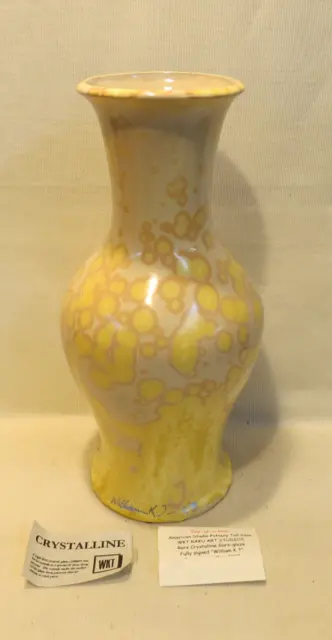 RARE! William K Turner WKT Raku Studio Art Pottery Vase, Crystalline Gare-Glaze