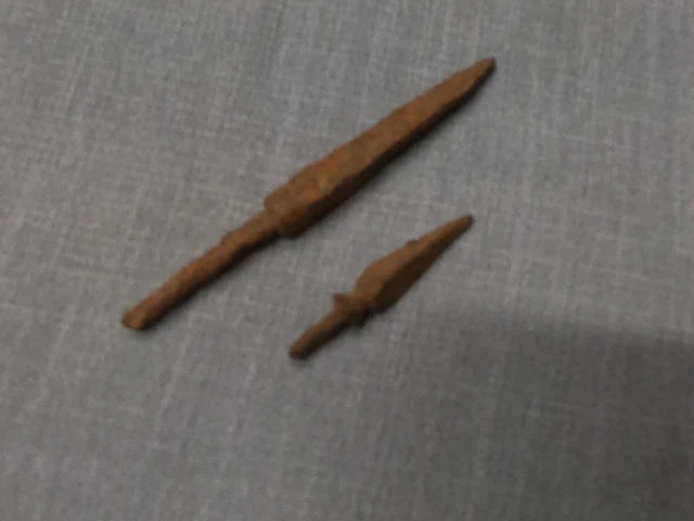 2 Roman Spear points 1st to 4th Century Iron, great form. Artifact from Europe