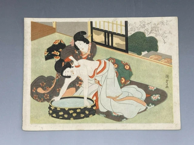 Japanese vintage Ukiyo-e by "Kunisada" / Antique not woodblock KO51