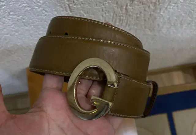 Gucci leather belt with G buckle vintage