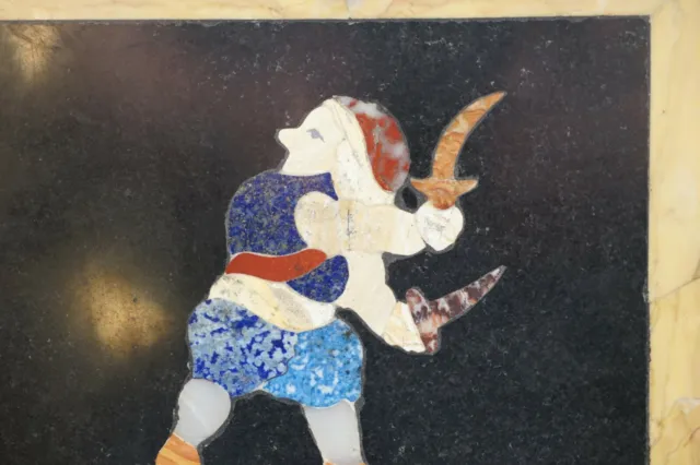 Four Rare Antique Italian Pietra Dura Marble Tiles Wall Plaque Fire Eater Jester 9
