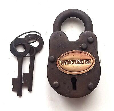 Winchester Cast Iron Working Lock With 2 Keys Rusty Antique Finish