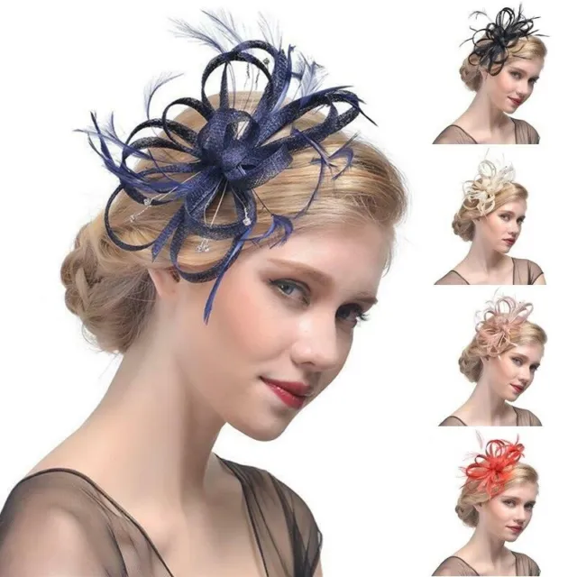 Alice Wedding Feather Hair Fascinator Headband Clip Ladies Day Races Royal Ascot