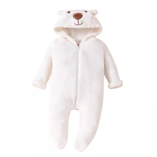 Newborn Baby Boys Girls Bear Hooded Warm Romper Jumpsuit Bodysuit Cute Animal