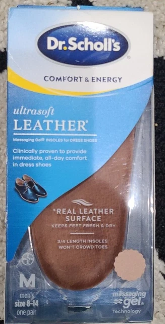 Dr Scholls Ultrasoft Leather Massaging Gel Insoles for Dress Shoes Men Size 8-14