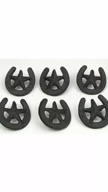 Set of 12  Cast Iron Star Horseshoe Drawer Pulls