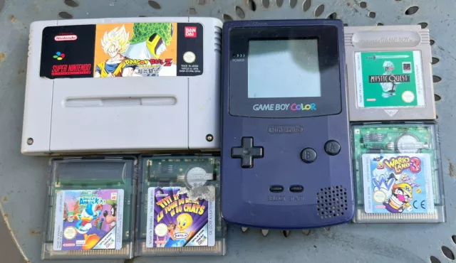 game boy color violette Jeux Lot Super Nintendo Console Jeux Vidéo Nes Super Nes