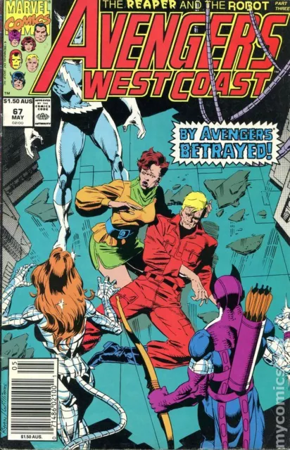 Avengers West Coast Australian Price Variant #67 VG 1991 Stock Image Low Grade