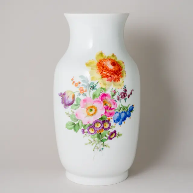 Meissen Große Vase Bunte Blume Bukett 35 cm unbeschädigt