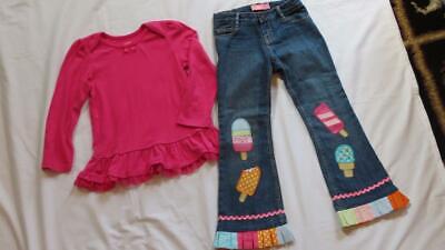 Custom Boutique Resell 5 5T Gymboree Popsicle Party Jeans Ruffle Top Lot NWOT