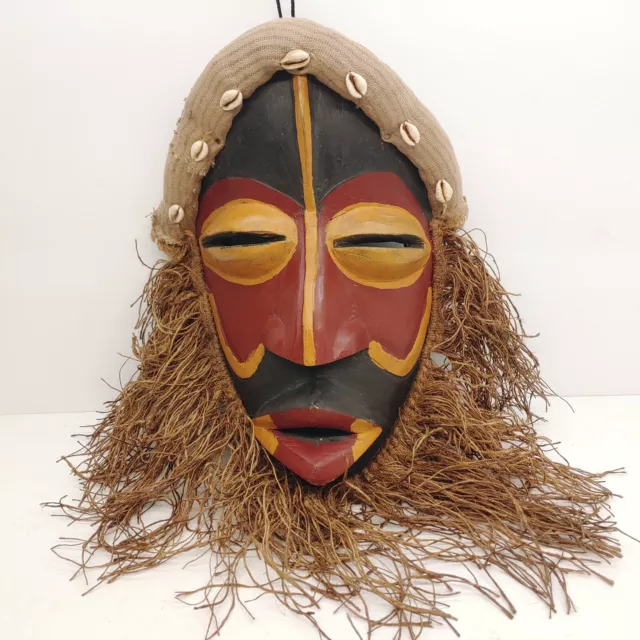 African Tribal Mask Dan Ivory Coast Cote D'Ivoire Hand Carved Wall Display Shell