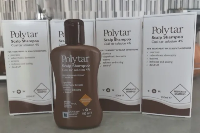 Polytar Scalp Coal Tar Shampoo 150ml - Pack of 4