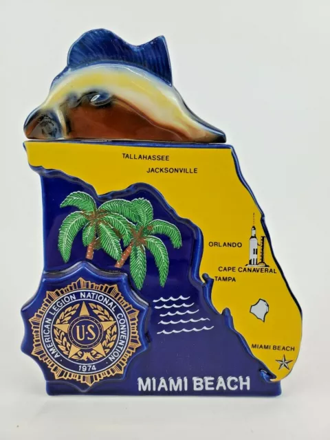 Ezra Brooks Whiskey 1974 American Legion Convention Miami Beach Decanter ALNC 51