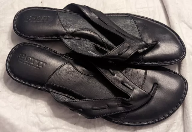 Born Womens Size 7 / 38 Black Leather Thong  Sandals