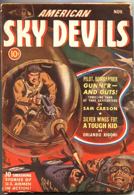 AMERICAN SKY DEVILS #3--11/1942-RED CIRCLE MARVEL PULP-NORMAN SAUNDERS ART-WW ll