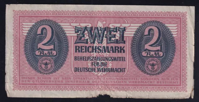 2 Reichsmark ca. 1942 - Behelfszahlungsmittel f. die Dt. Wehrmacht (DWM-7)