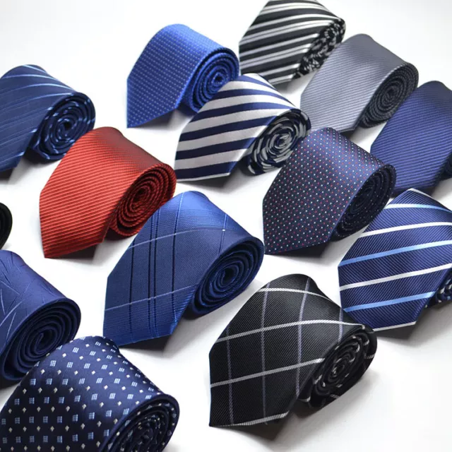 Mens Solid Striped Color Tied Formal Zipper Tie Neck Business Wedding Prom Wear