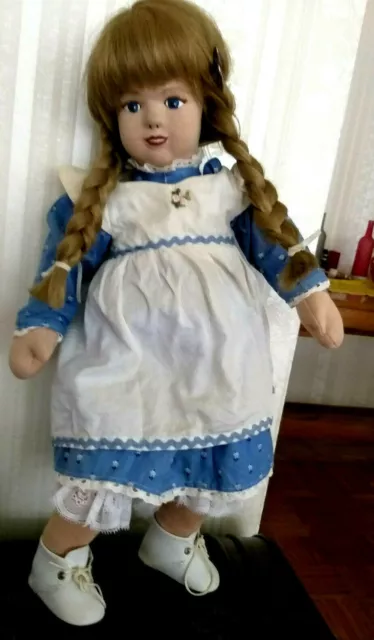 alte antike Stoffpuppe H ca.50 cm Sammler-Puppe Mädchen