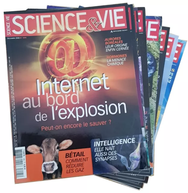Lot de 11 magazines scientifique SCIENCE et VIE de janvier à décembre 2008 (manq