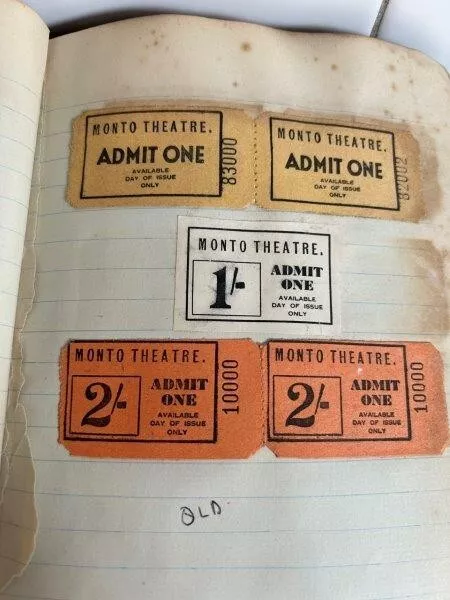 Monto Theatre QLD 1930s/40s unused theatre tickets - RARE (5)