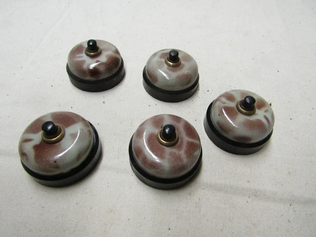 lot de 5 interrupteurs bouton en bakélite ancien