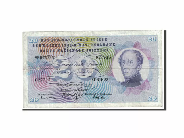 [#117663] Banknote, Switzerland, 20 Franken, 1963, 1963-03-28, KM:46j, EF(40-45)