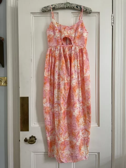 Topshop orange pink summer dress. Peep Hole, Beach. 8 Petite.