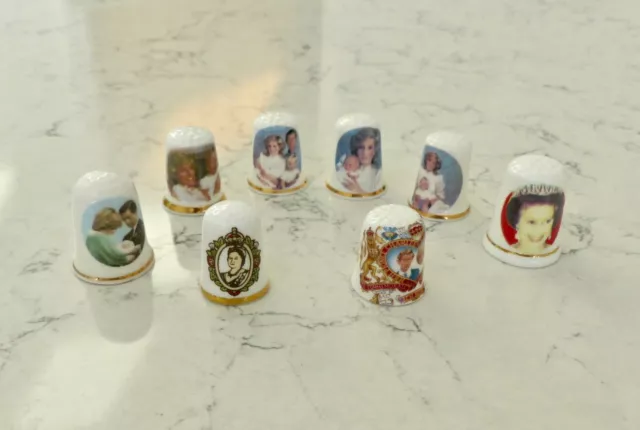 Set Of 8 Royal Family Bone China Thimbles - Preowned