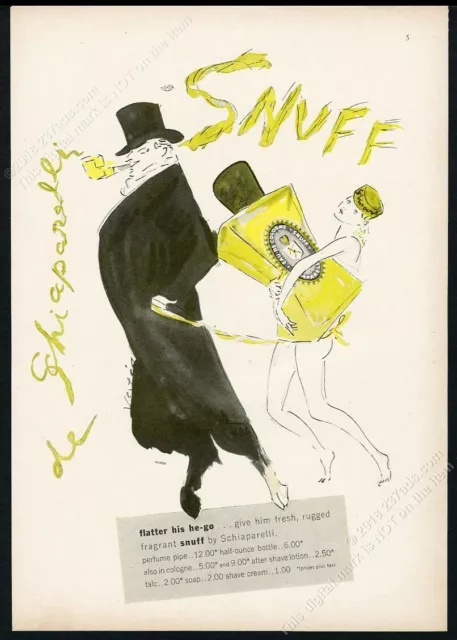 1951 Schiaparelli Snuff cologne Vertes slave girl art vintage print ad