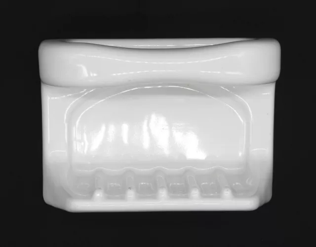 White Vintage Ceramic Flush Mount 6.75 x 5 Bathtub Soap Dish