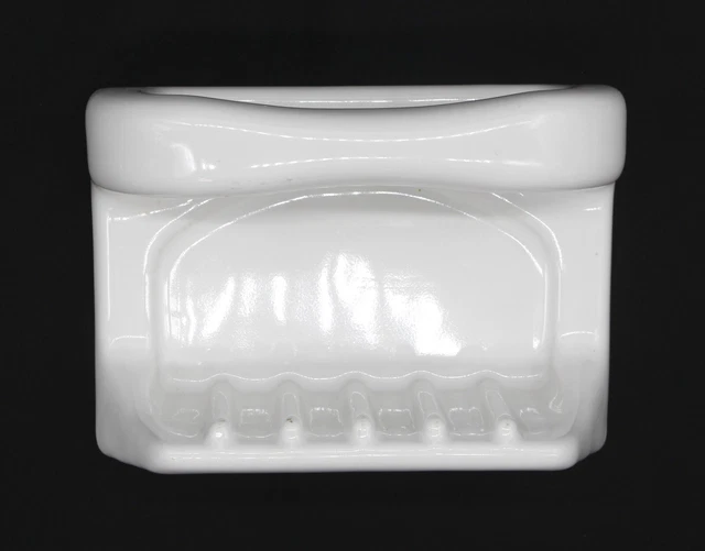White Vintage Ceramic Flush Mount 6.75 x 5 Bathtub Soap Dish