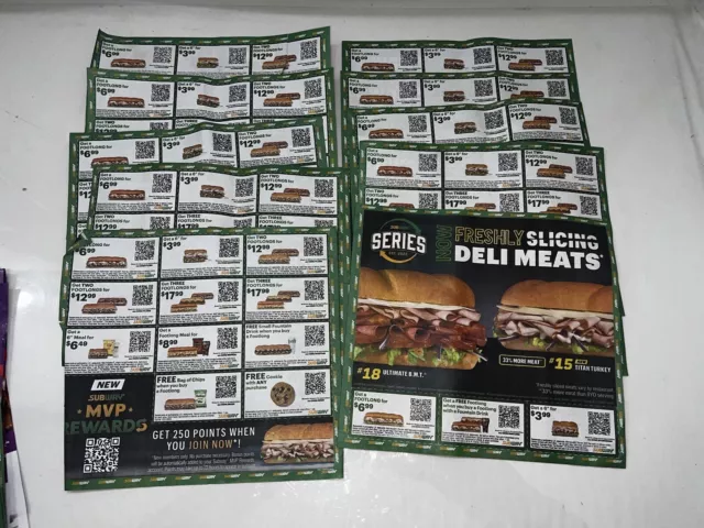⭐ SUBWAY COUPONS!!! 2X Sheets = 28 Coupons In All!!! Exp 12/31/23 ⭐ $2.00 -  PicClick