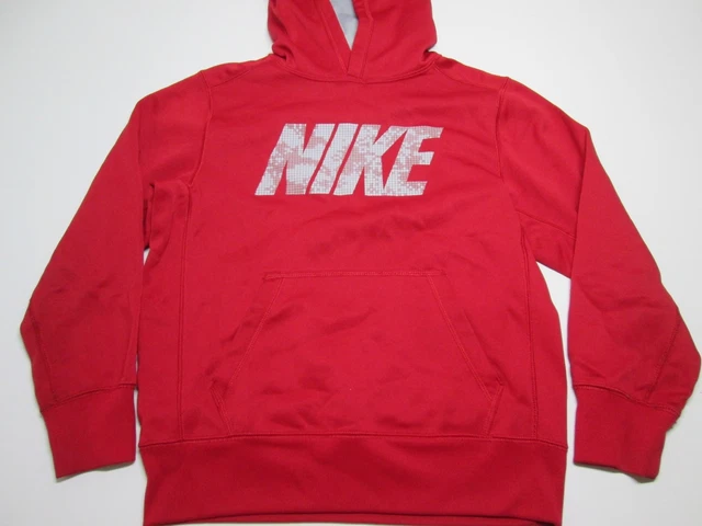 Nike Youth Girls Size M Hoodie Red Long Sleeve Pocket Logo Print Activewear