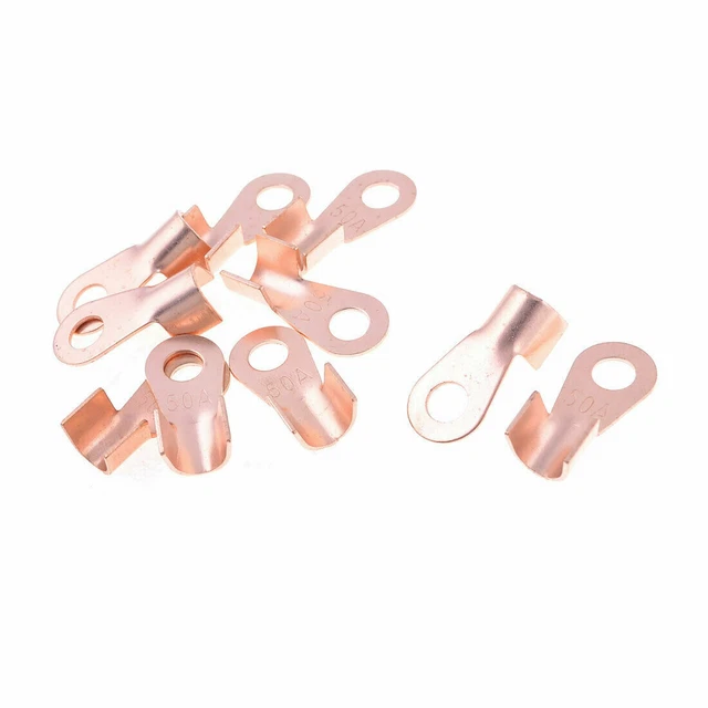 10 Pcs 6mm Tongue Hole Dia Vent Diameter 9mm Non-insulated Ring Terminals