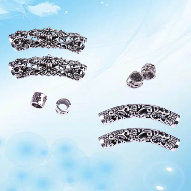 8 Pcs Filigree Tube Dread Fabric Beads Hair Accessories Braids Weave