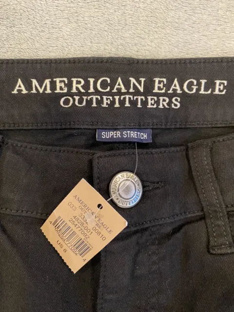 NWT American Eagle Women's 8 Black Super Stretch Denim MIDI Shorts AEO Low Rise