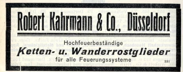 Robert Kahrmann & Co. Düsseldorf KETTENROSTGLIEDER Historische Reklame 1925